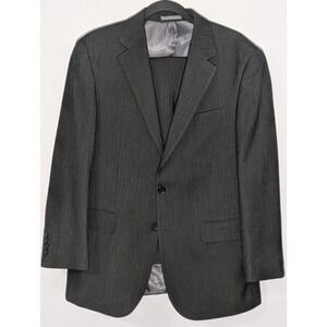 Bertolini Suit 40S Black on Black Pinstripe Wool/Silk Pants 34x28 Super 140s